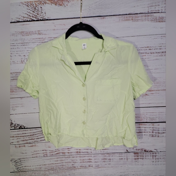 bp Tops - BP XS lime green button down crop top
